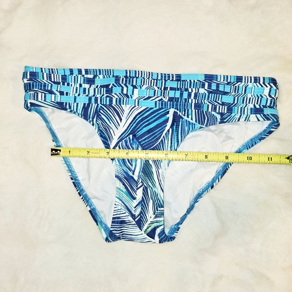 🕊️ La Blanca Blue Palm Leaf Bikini Bottoms size 2 - Picture 6 of 9